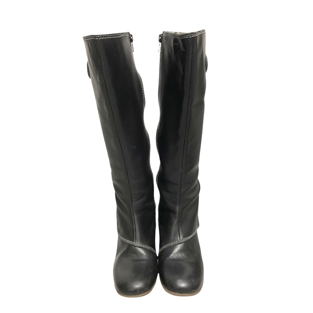 (SOLD) FLY LONDON Tall Knee High Leather Wedge Boot Black 37 - Picture 5 of 10